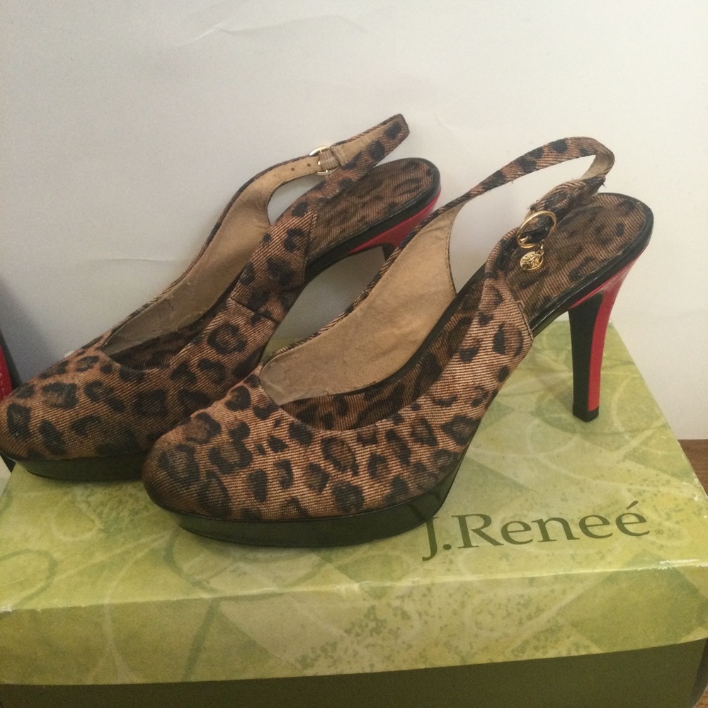 J.Renee Devlin Leopard Print Red Heel Sling